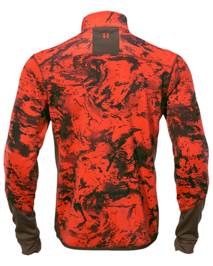 Wildboar Orange Coloured Harkila Wildboar Pro Camo Fleece Jacket on white background #colour_wildboar-orange