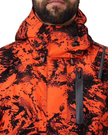 AXIS Orange Blaze Coloured Harkila Wildboar Pro HWS Insulated Jacket on white background #colour_axis-orange-blaze