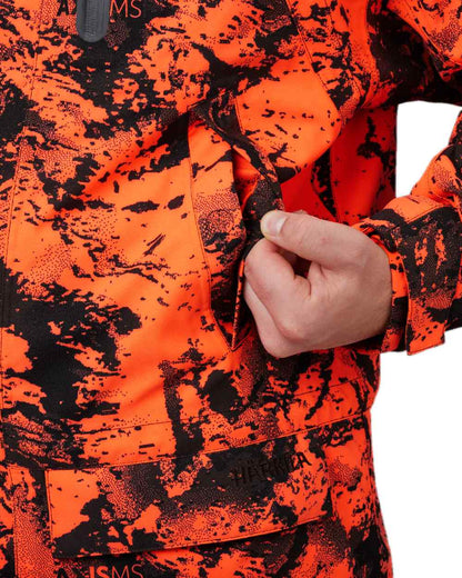AXIS Orange Blaze Coloured Harkila Wildboar Pro HWS Insulated Jacket on white background #colour_axis-orange-blaze