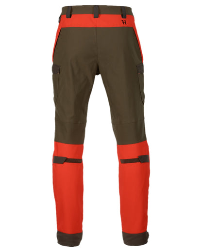 Wildboar Orange Willow Green Coloured Harkila Wildboar Pro Trousers on white background #colour_wildboar-orange-willow-green