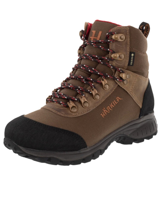 Mid Brown Coloured Harkila Wildwood 2.0 GTX Womens Waterproof Boots on white background #colour_mid-brown
