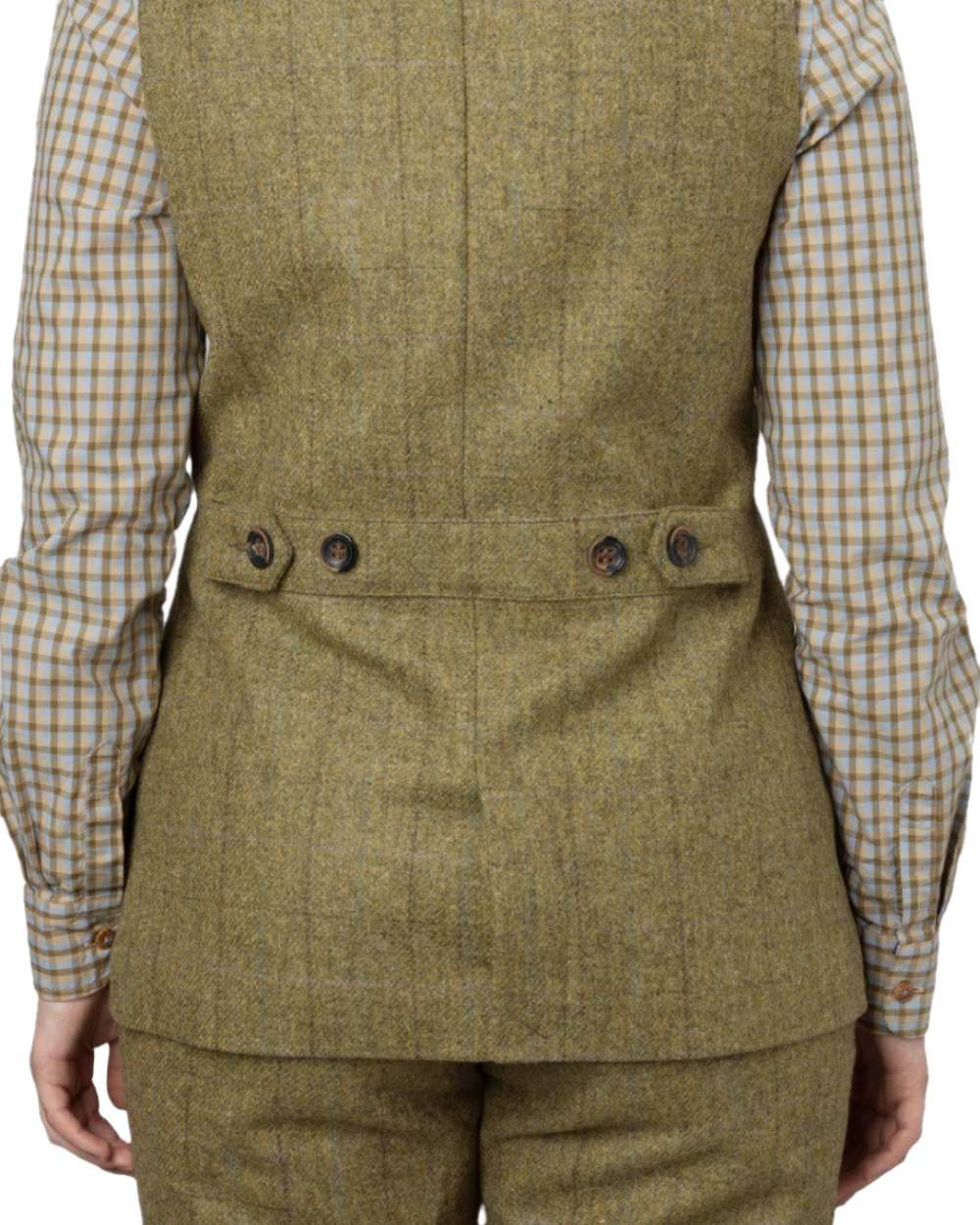 Olive Coloured Harkila Womens Jura Shooting Waistcoat on white background #colour_olive