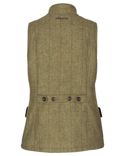 Olive Coloured Harkila Womens Jura Waistcoat on white background #colour_olive