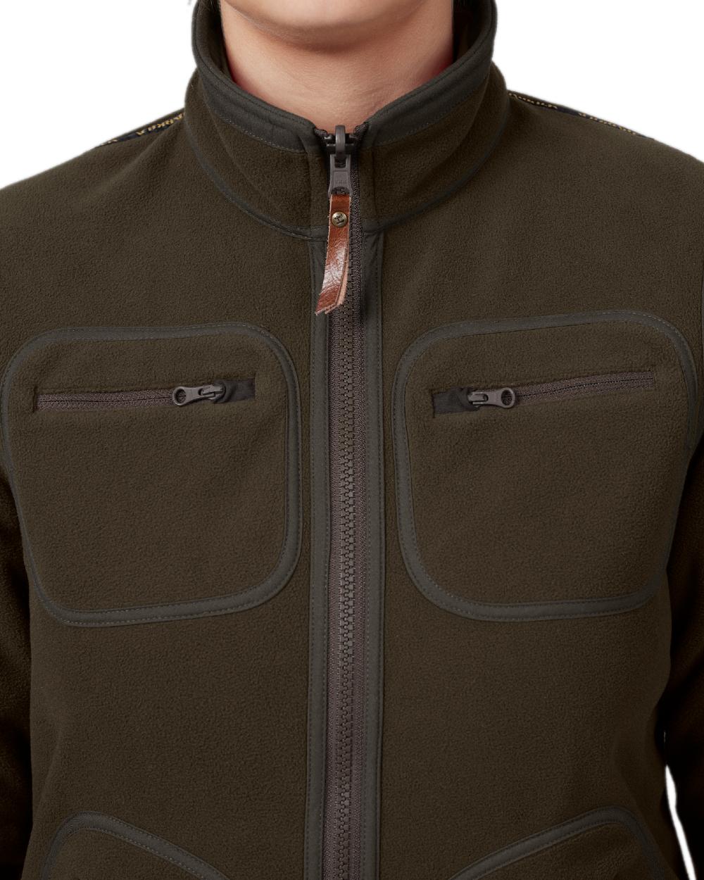 Brown Red Coloured Harkila Womens Kamko Reversible Windstopper Fleece Jacket on white background #colour_brown-red