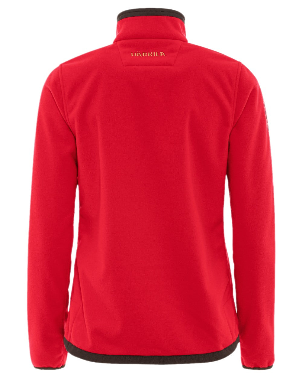 Brown Red Coloured Harkila Womens Kamko Reversible Windstopper Fleece Jacket on white background #colour_brown-red