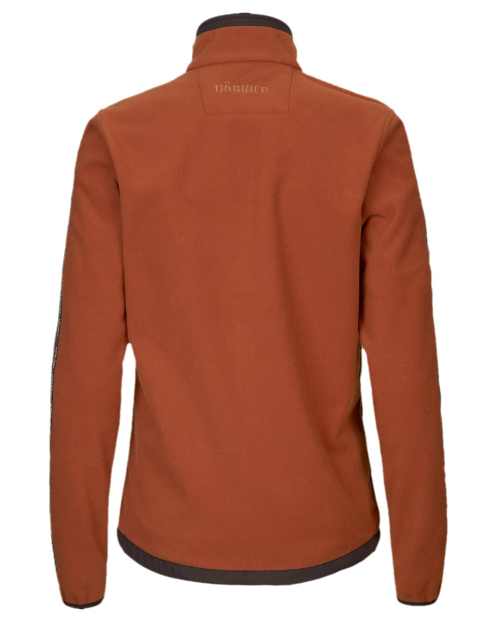 Dark Olive Arabian Spice Coloured Harkila Womens Kamko Reversible Windstopper Fleece Jacket on white background #colour_dark-olive-arabian-spice
