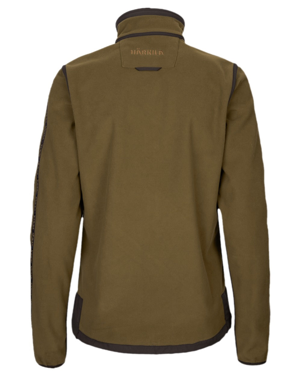 Dark Olive Arabian Spice Coloured Harkila Womens Kamko Reversible Windstopper Fleece Jacket on white background #colour_dark-olive-arabian-spice