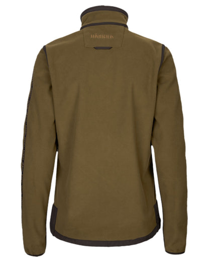 Dark Olive Arabian Spice Coloured Harkila Womens Kamko Reversible Windstopper Fleece Jacket on white background #colour_dark-olive-arabian-spice