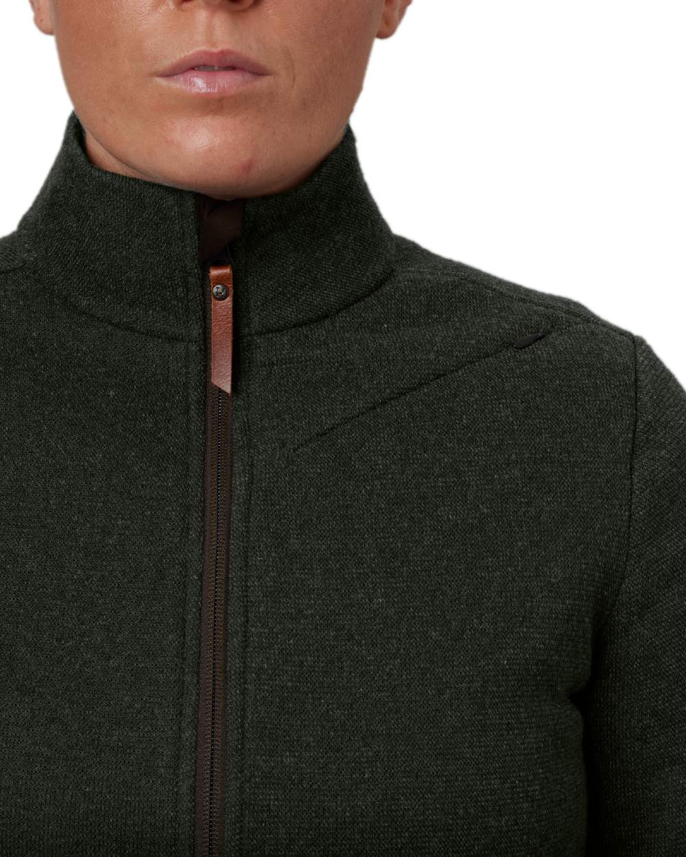 Willow Green Coloured Harkila Womens Metso Full Zip Fleece Jacket on white background #colour_willow-green