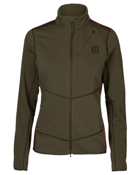 Willow Green Coloured Harkila Womens Oda Fleece Jacket on white background #colour_willow-green