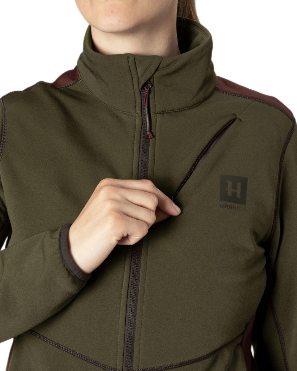 Willow Green Coloured Harkila Womens Oda Fleece Jacket on white background #colour_willow-green