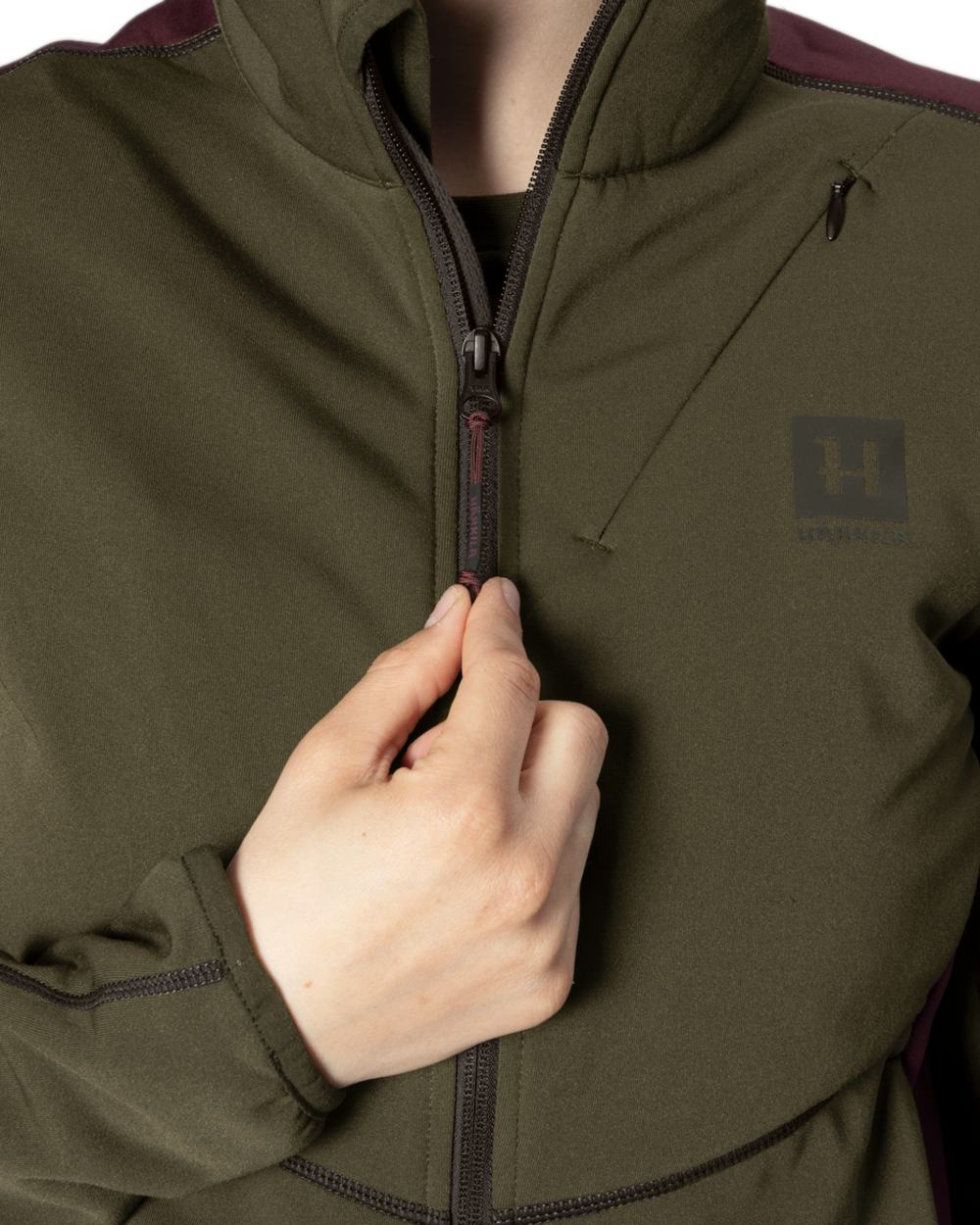 Willow Green Coloured Harkila Womens Oda Fleece Jacket on white background #colour_willow-green