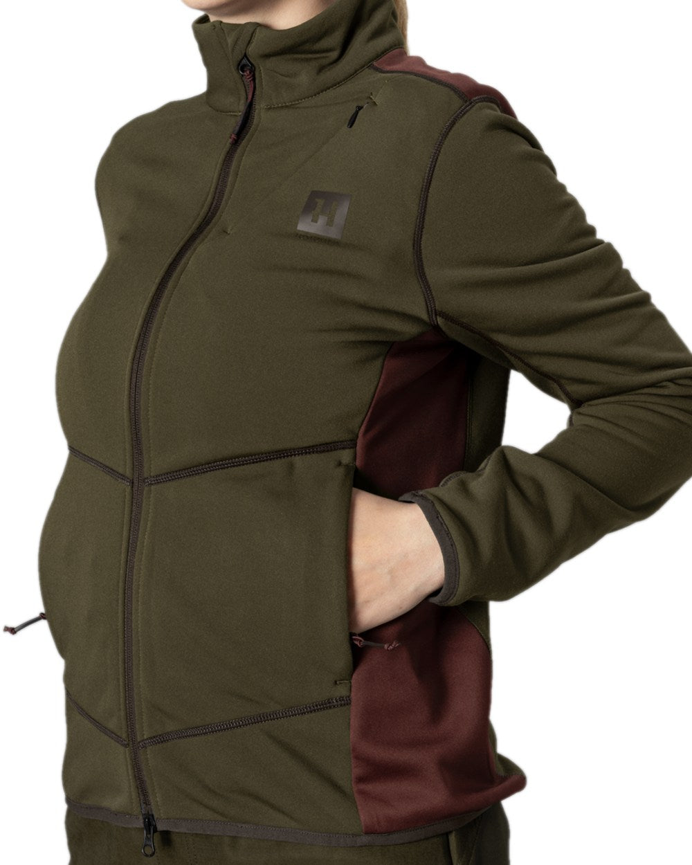 Willow Green Coloured Harkila Womens Oda Fleece Jacket on white background #colour_willow-green