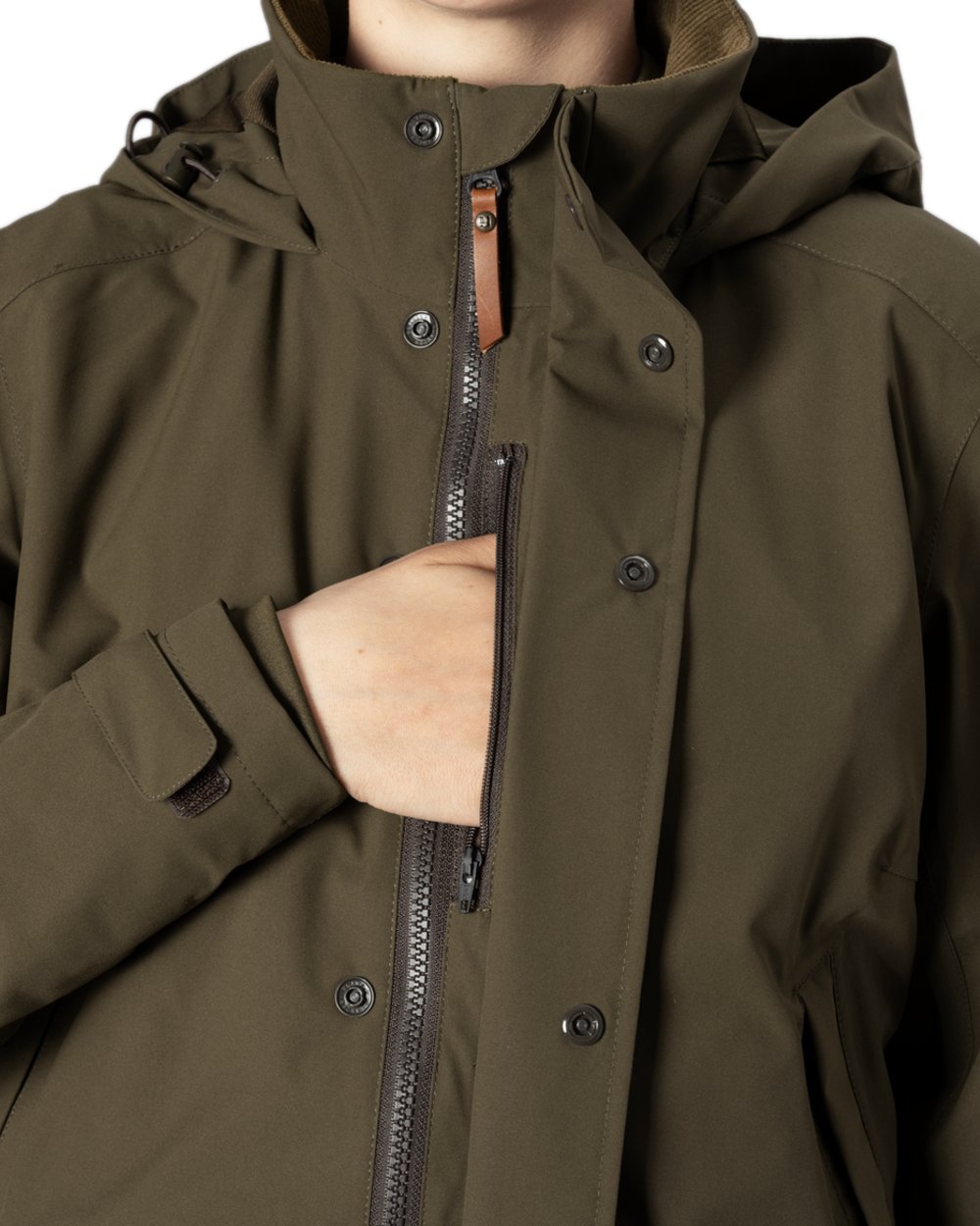 Willow Green Coloured Harkila Womens Orton Tech HWS Jacket on white background #colour_willow-green