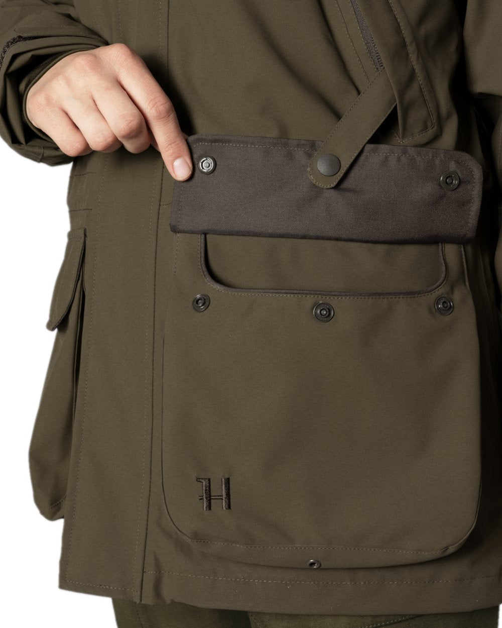 Willow Green Coloured Harkila Womens Orton Tech HWS Jacket on white background #colour_willow-green