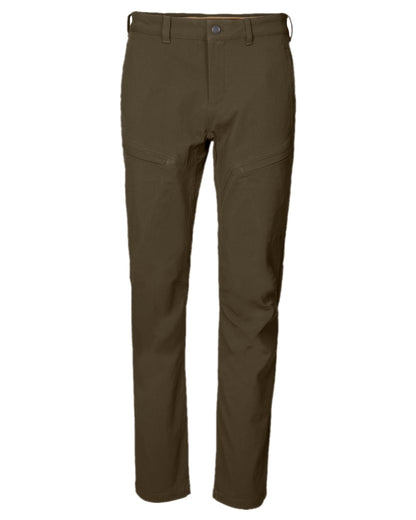 Dark Warm Olive Coloured Harkila Womens Retrieve Light Trousers on white background #colour_dark-warm-olive