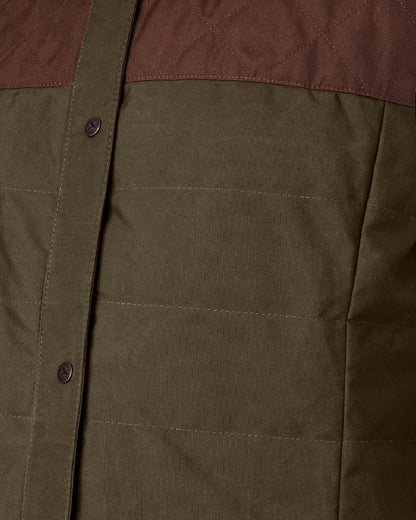 Dark Warm Olive Burgundy Coloured Harkila Womens Retrieve Waistcoat on white background #colour_dark-warm-olive-burgundy