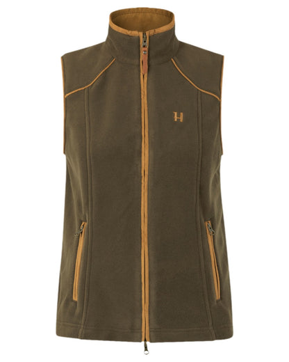 Willow Green Coloured Harkila Womens Sandhem 200 Fleece Waistcoat on white background #colour_willow-green