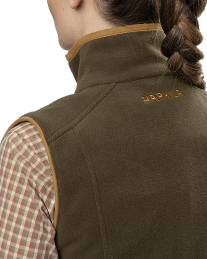 Willow Green Coloured Harkila Womens Sandhem 200 Fleece Waistcoat on white background #colour_willow-green