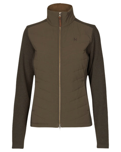 Willow Green Coloured Harkila Womens Sandhem Pro Insulated Cardigan on white background #colour_willow-green