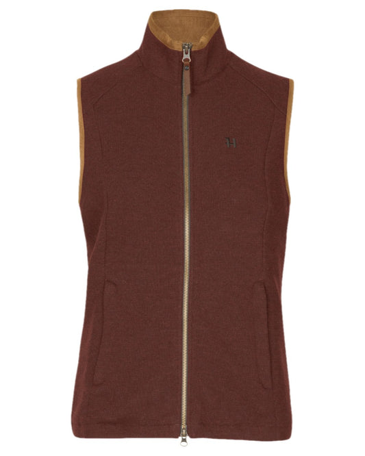 Dark Copper Coloured Harkila Womens Sandhem Pro Waistcoat on white background #colour_dark-copper
