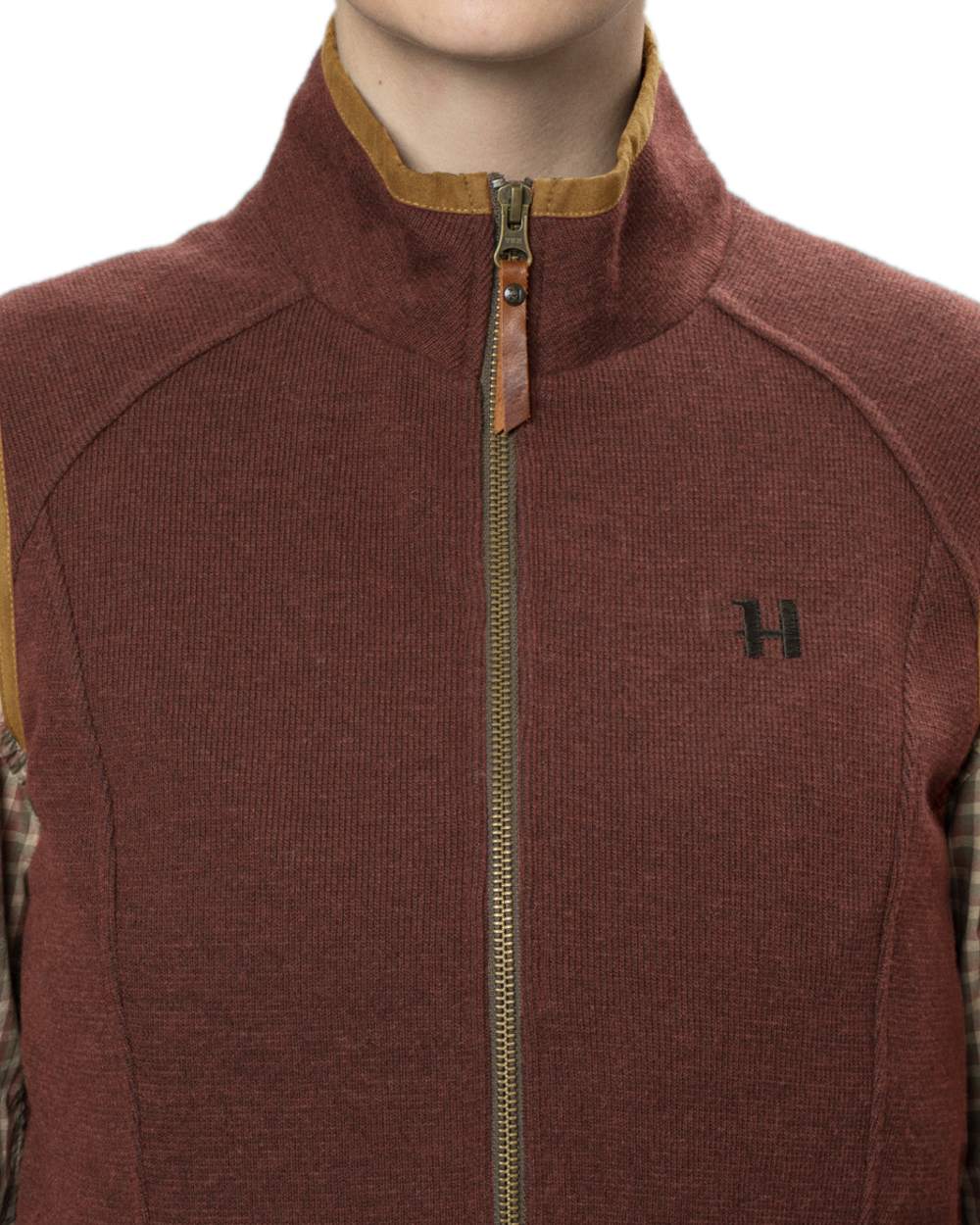 Dark Copper Coloured Harkila Womens Sandhem Pro Waistcoat on white background #colour_dark-copper