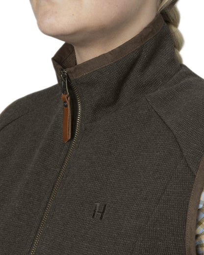 Willow Green Coloured Harkila Womens Sandhem Pro Waistcoat on white background #colour_willow-green