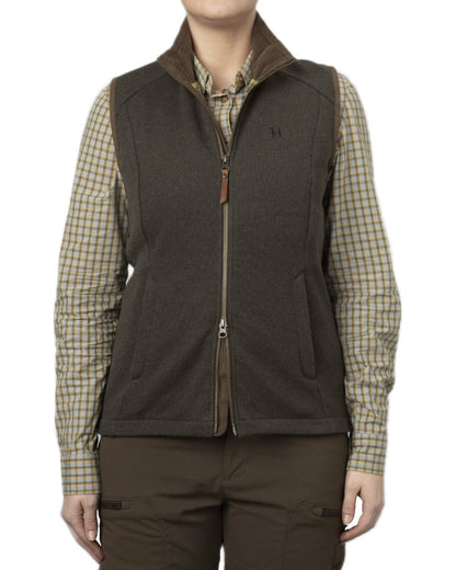 Willow Green Coloured Harkila Womens Sandhem Pro Waistcoat on white background #colour_willow-green