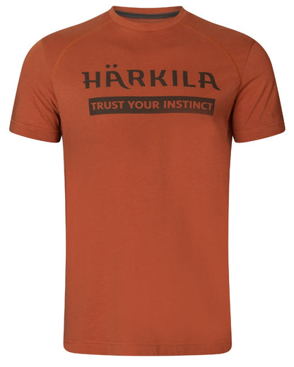 Arabian Spice Coloured Harkila logo Short Sleeve T-Shirt on white background #colour_arabian-spice