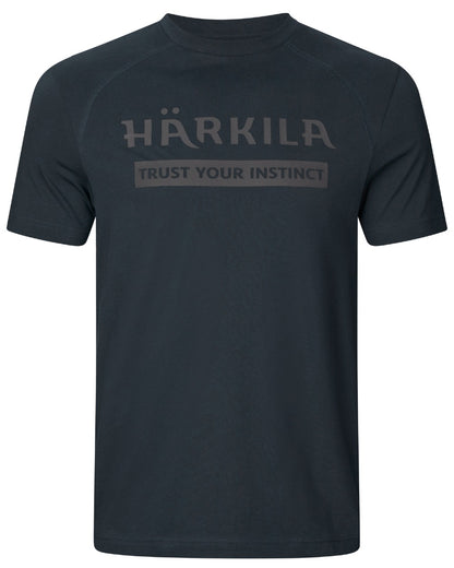 Dark Navy Coloured Harkila logo Short Sleeve T-Shirt on white background #colour_dark-navy