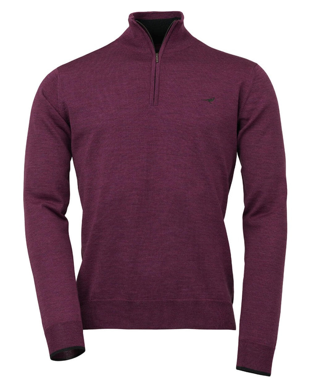 Heather Coloured Laksen Norfolk Zip Neck Merino Sweater On A White Background #colour_heather