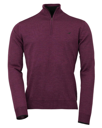 Heather Coloured Laksen Norfolk Zip Neck Merino Sweater On A White Background #colour_heather