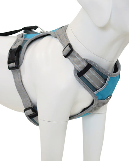 Blue Grey coloured Henry Wag Dog Travel Harness on white background #colour_blue-grey