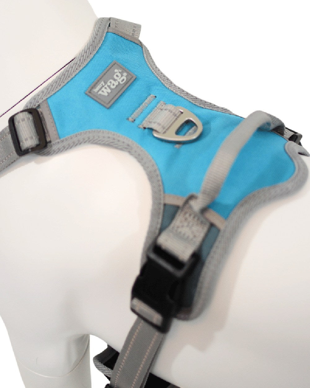 Blue Grey coloured Henry Wag Dog Travel Harness on white background #colour_blue-grey