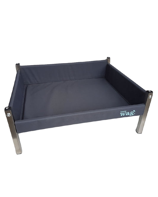 Grey Black coloured Henry Wag Elevated Dog Bed on white background #colour_grey-black