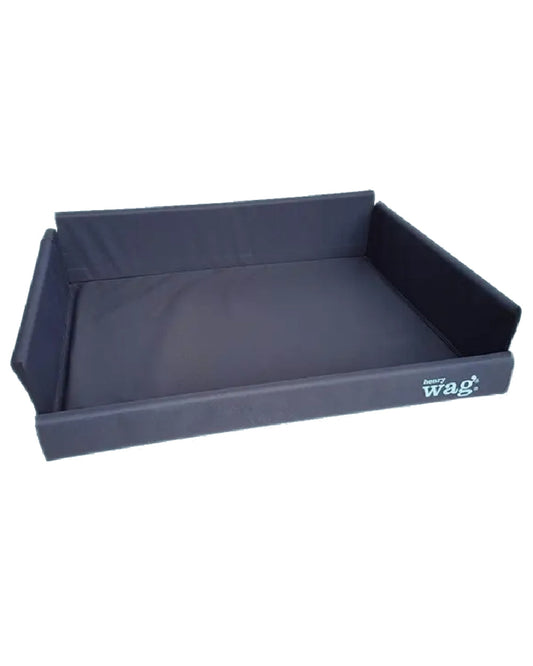Grey Black coloured Henry Wag Elevated Dog Bed Replacement Cover on white background #colour_grey-black