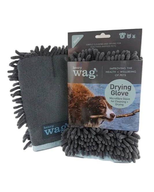 Grey Blue coloured Henry Wag Microfibre Drying Glove on white background #colour_grey-blue