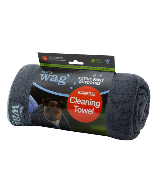 Grey Black coloured Henry Wag Microfibre Towel on white background #colour_grey-black