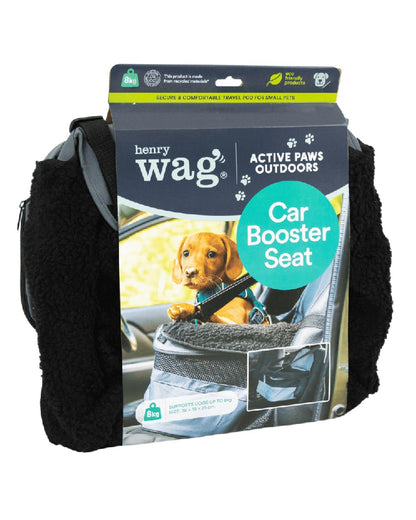 Grey Black coloured Henry Wag Pet Car Booster Seat on white background #colour_grey-black