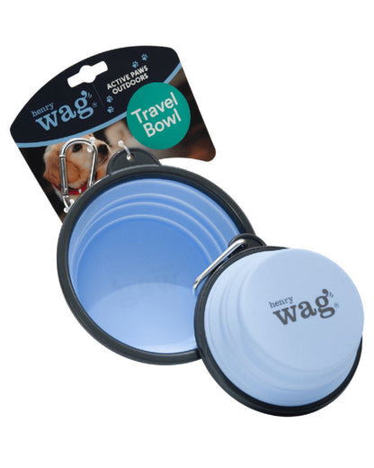 Blue coloured Henry Wag Pet Travel Bowl on white background #colour_blue