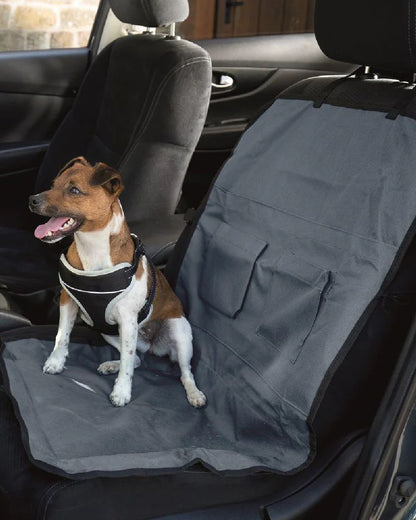 Grey Black coloured Henry Wag Single Car Seat Cover on car background #colour_grey-black