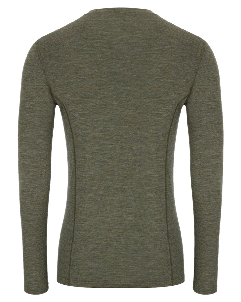Green Coloured Hoggs of Fife 100% Merino Wool Long Sleeve Crew Neck Base Layer on white background #colour_green