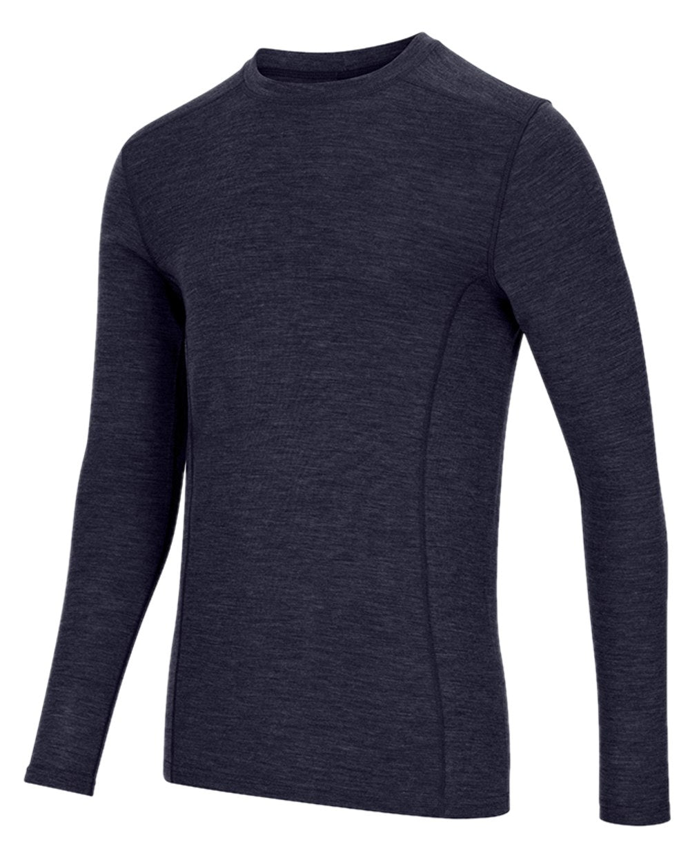 Navy Coloured Hoggs of Fife 100% Merino Wool Long Sleeve Crew Neck Base Layer on white background #colour_navy
