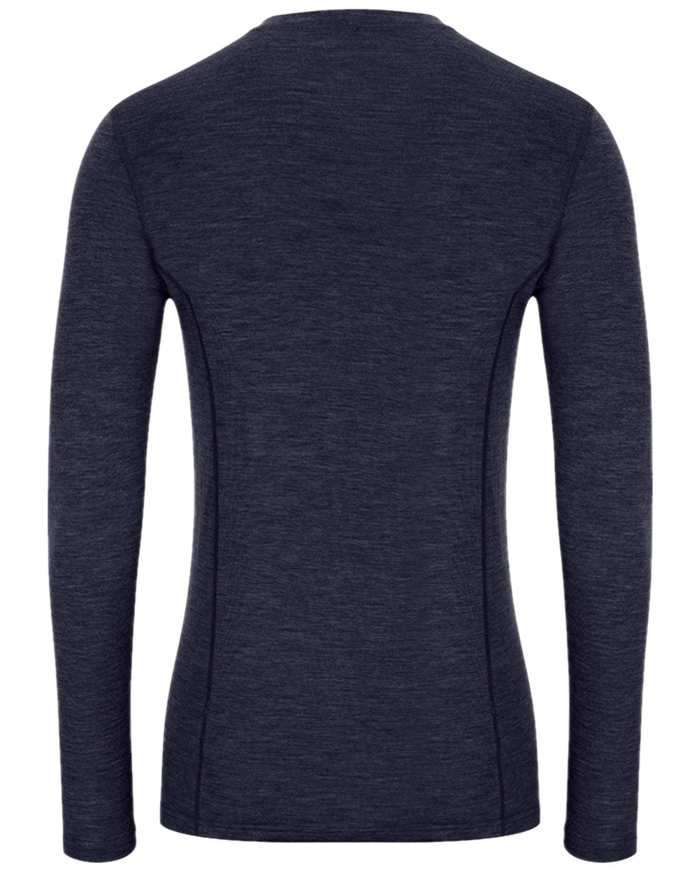 Navy Coloured Hoggs of Fife 100% Merino Wool Long Sleeve Crew Neck Base Layer on white background #colour_navy