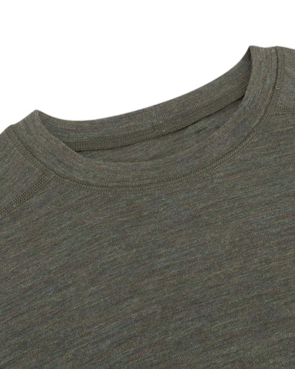 Green Coloured Hoggs of Fife 100% Merino Wool Short Sleeve Crew Neck Base Layer on white background #colour_green