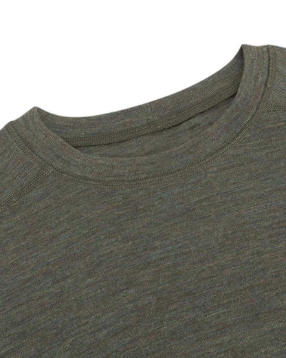 Green Coloured Hoggs of Fife 100% Merino Wool Short Sleeve Crew Neck Base Layer on white background #colour_green