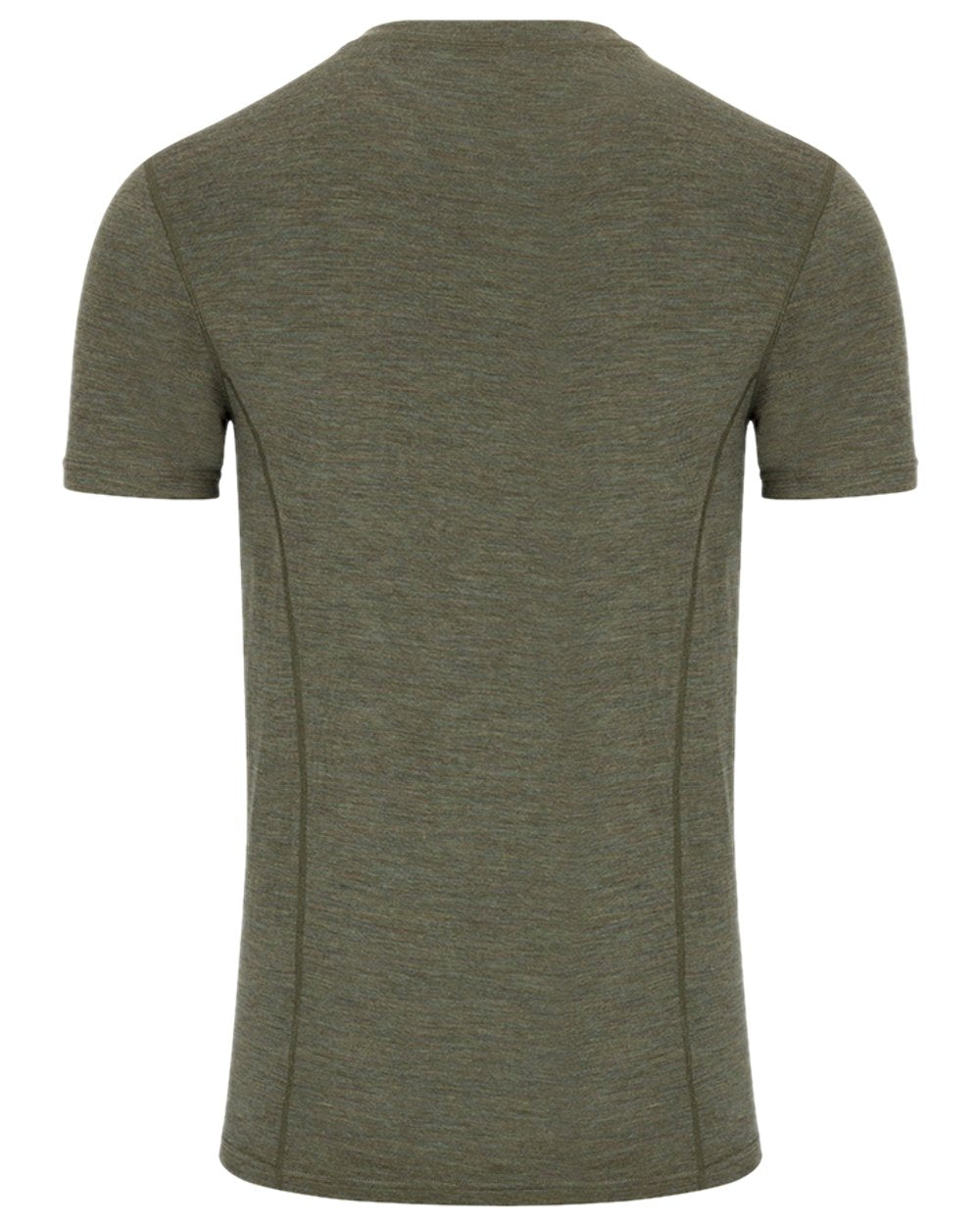 Green Coloured Hoggs of Fife 100% Merino Wool Short Sleeve Crew Neck Base Layer on white background #colour_green