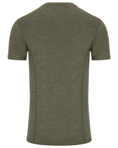 Green Coloured Hoggs of Fife 100% Merino Wool Short Sleeve Crew Neck Base Layer on white background #colour_green