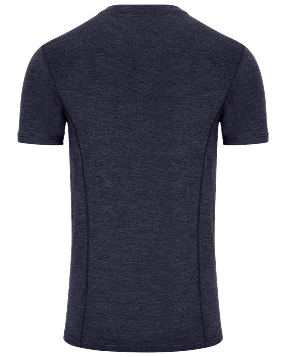 Navy Coloured Hoggs of Fife 100% Merino Wool Short Sleeve Crew Neck Base Layer on white background #colour_navy