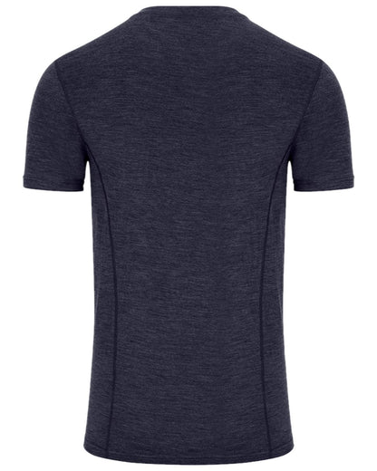 Navy Coloured Hoggs of Fife 100% Merino Wool Short Sleeve Crew Neck Base Layer on white background #colour_navy